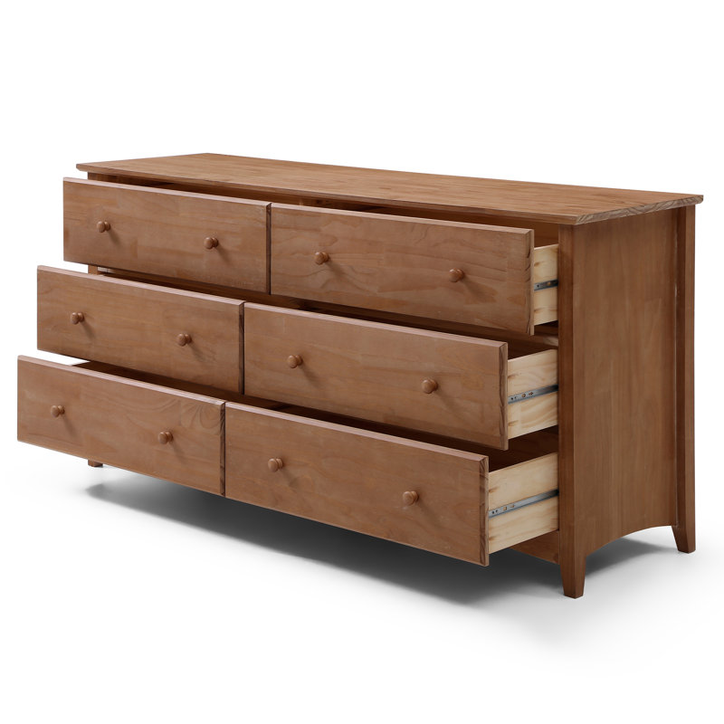 Commode 6 tiroirs en pin, Gris délavé