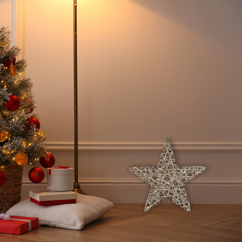 Petite étoile en papier à DEL, Blanc / doré, H 18,9 po x l 2,76 po x P 19,69 po