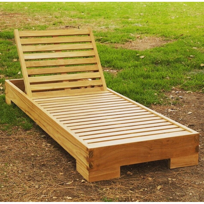 Jess Teak Single Chaise Lounger White Cushions