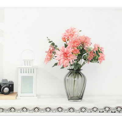 Arrangement floral de dahlia artificiel pour remplisseur de vase, bouquet de fleurs à longue tige de verdure de ferme pour décoration de fête de mariage