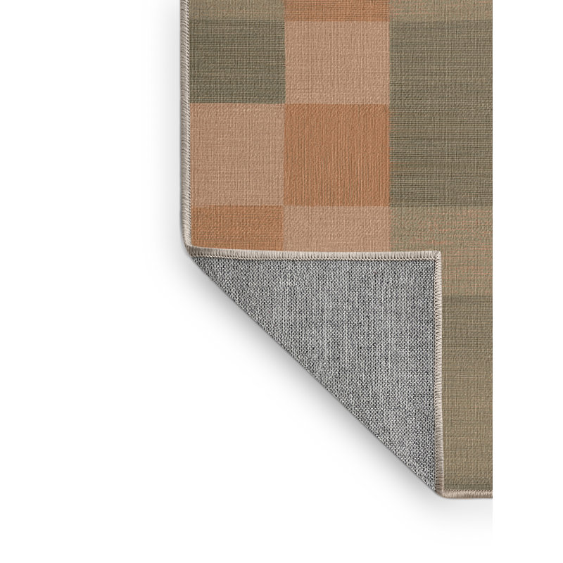 Tapis brun à carreaux lavable à la machine, Tapis de couloir 2 pi x 4 pi