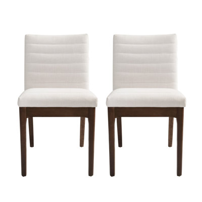Ensemble de 2 chaises de salle à manger rembourrées de style moderne Mid-Century avec pieds en bois évasés