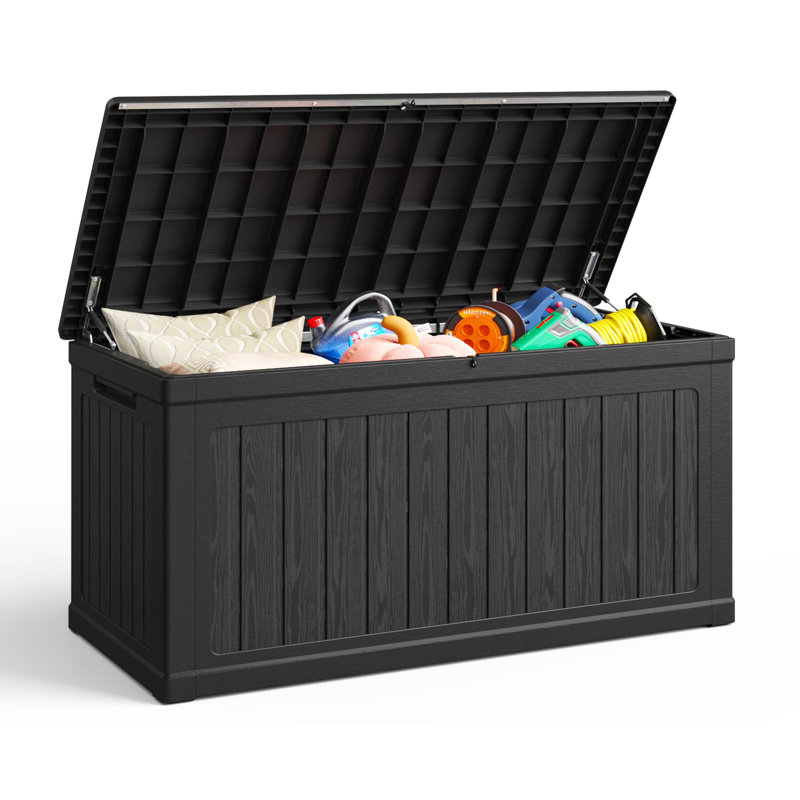 1020L Lockable Waterproof Resin Outdoor Storage Box, Black
