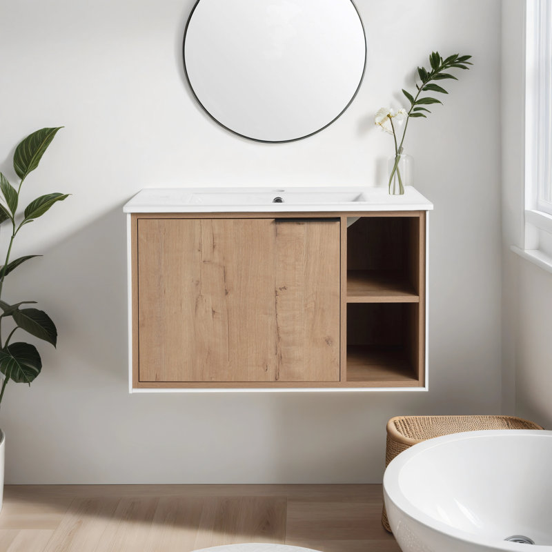 Aian 30.28'' Single Bathroom Vanity with Ceramic Top