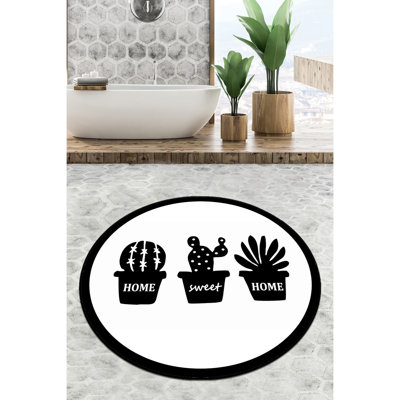Antibacterial Non-Slip Bathmat, 31.5 inches Diameter, 100% Polyester, 0.4 inches Pile Height | Machine Washable, 700 g/m² | Ideal for Bathroom Safety & Comfort, Stylish & Functional Design