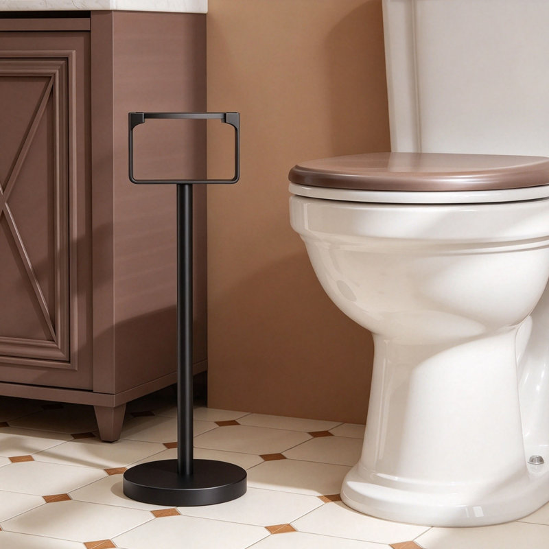 Matte Black Toilet Roll Holder Free standing, 58 x 20 x 20 cm