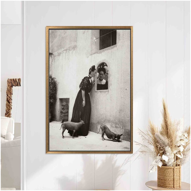Print on Canvas, Framed Print without Mat, Gold, 70 cm H x 50 cm W