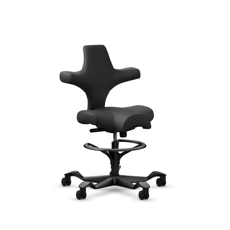 HÅG Capisco Adjustable Sit-to-Stand Height Chair, Black, Sit-to-Stand, Midnight Black 
