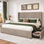 Lit rembourré en velours côtelé avec 4 tiroirs de rangement, grand lit plateforme avec tête de lit à oreilles, brun-1401923089-1401923086