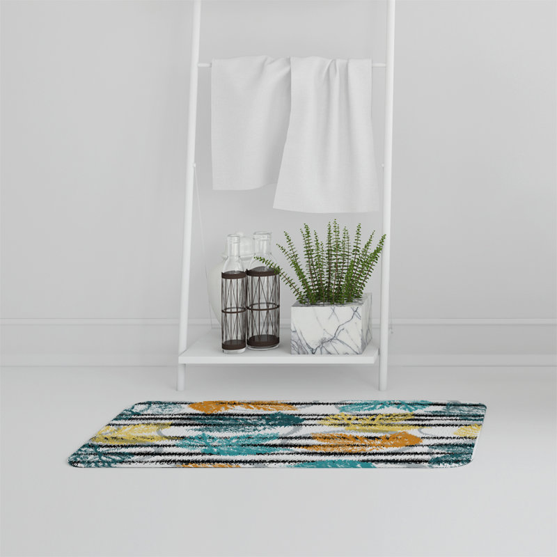 Staplehurst Non-Slip Bath Rug and Bath Mat, Blue/Yellow