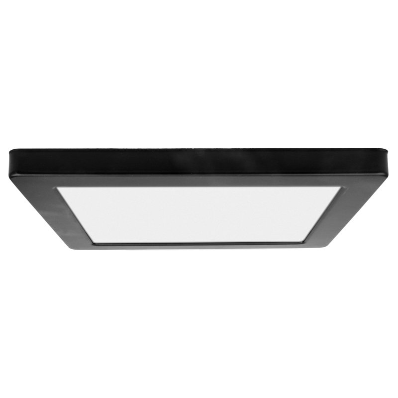Alexann - LED Square Flush Mount - Non-Dimming - Black Finish - Acrylic Lens - Dedicated LED, 0.5" H x 9" W x 9" D