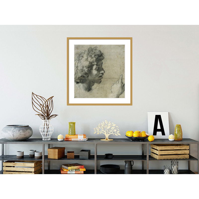 Étude pour la tête et la main d'un apôtre par Raphael, impression giclée encadrée, H 34,91 po x l 33,5 po