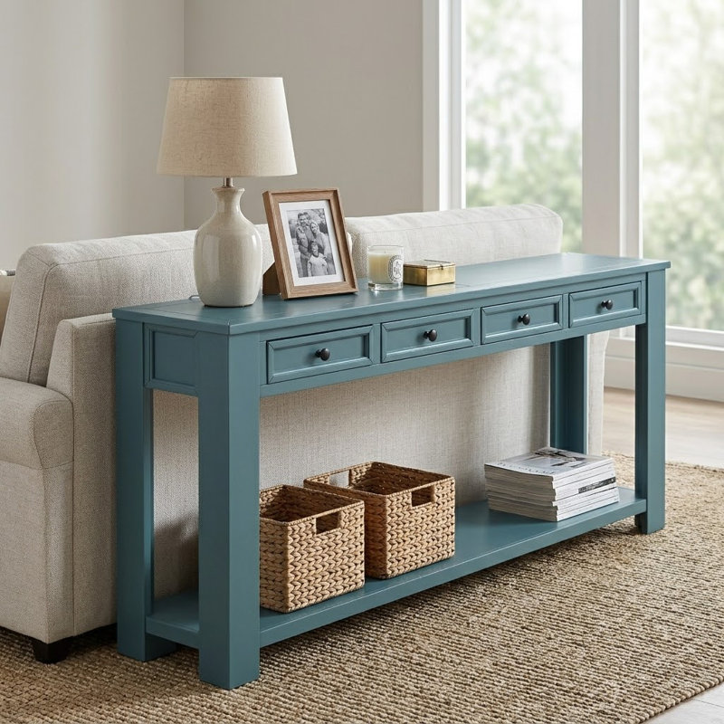Ellean 63.03'' Console Table, Dark Blue