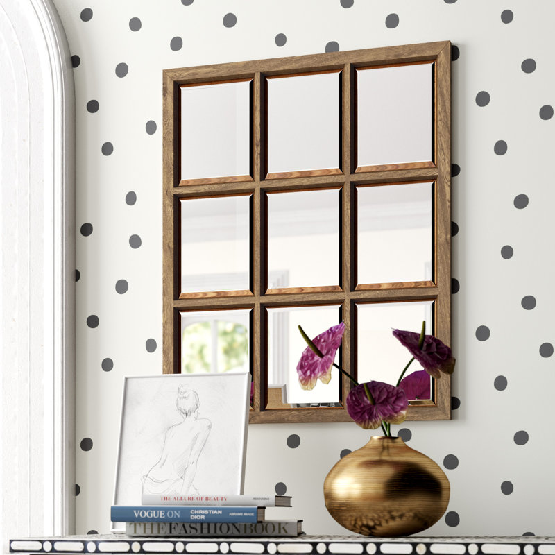 Busby Solid Wood Frame Wall Mirror, 32" x 26", Brown
