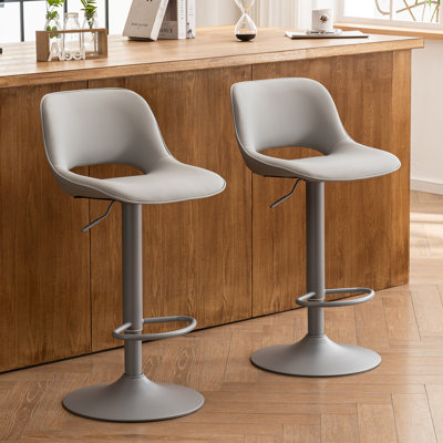 Swivel Upholstered Faux Leather Adjustable Height Counter Stool with Iron Frame