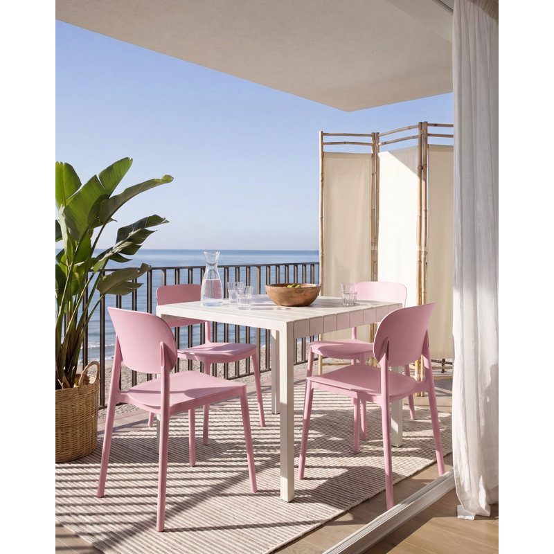 Stackable Outdoor Patio Dining Side Chair, Pink