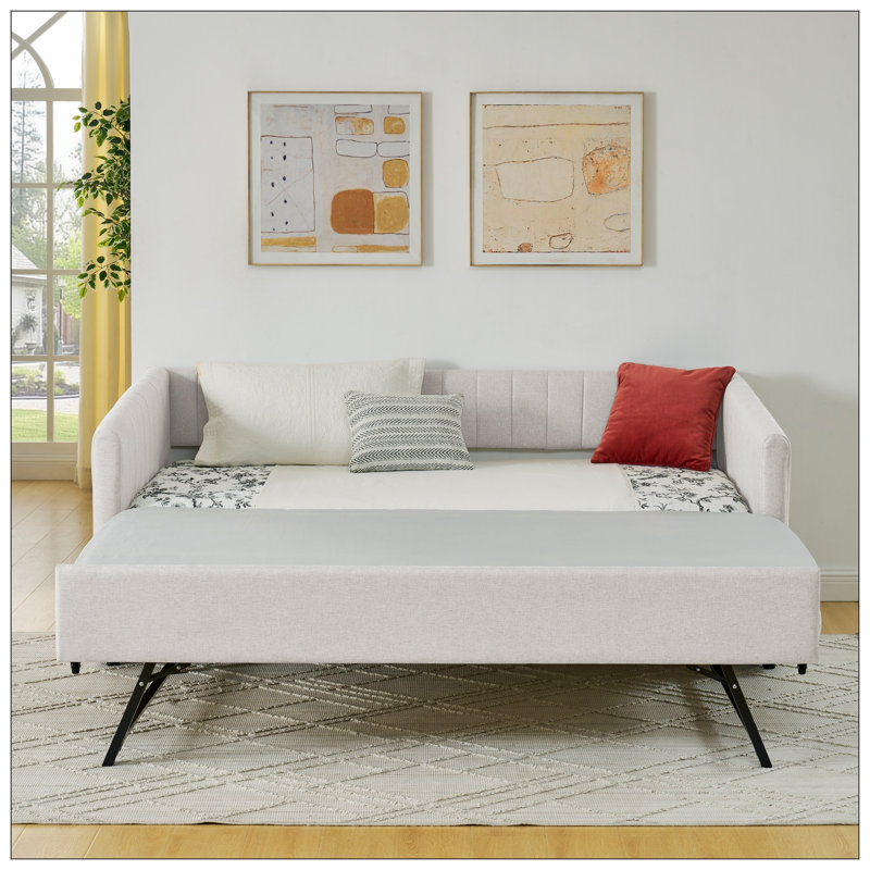 Lit pour chambre à coucher, Beige, Lit double