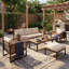 Ensemble de meubles en bois d'acacia 5 pièces, canapé pour conversation avec table basse et repose-pieds, ensemble de canapé d'extérieur 3 places pour le jardin