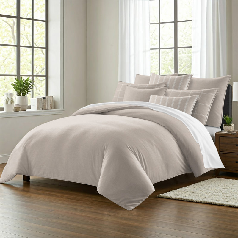 Shay Solid Natural Cotton Coverlet Set  8 Piece, Full Coverlet + 7 Additional Pieces