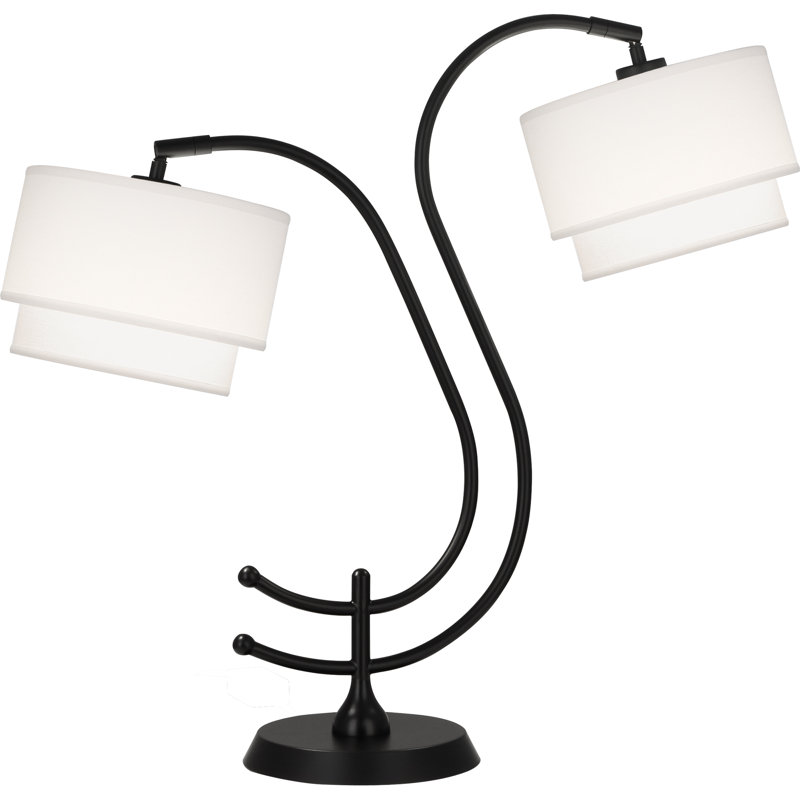 Charlee Adjustable Metal Desk Lamp, Ascot White, Matte Black