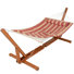 Rope Hammock With 12-14 Foot Adjustable Wooden Hammock Stand And Removable Pad