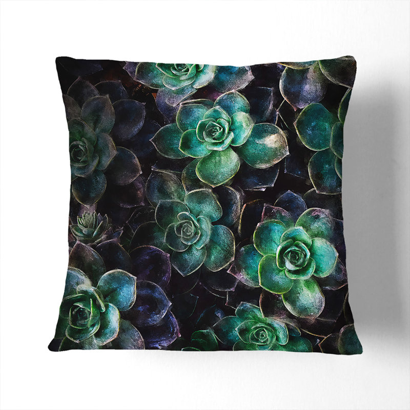 Succulent in Bloom Painting Cushion with Filling, 40cm H x 40cm W x 15cm D