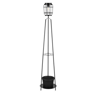1-Pack 52.4'' Solar Lights Outdoor with Plant Stands, Solar Floor Lamp with Planter & LED Edison Bulbs, Patio Lights Outdoor Waterproof Garden Decor, Yard Porch Balcony Decoration