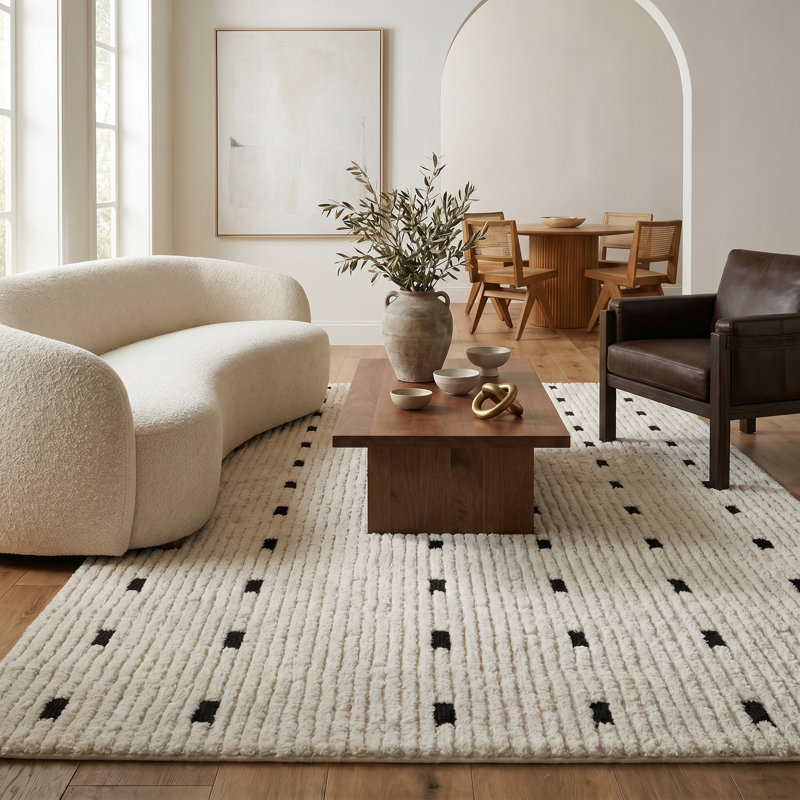 Tapis d'intérieur crème abstrait à motif de branches Tapis Alinda, Rectangle 5 pi 4 po x 7 pi 8 po