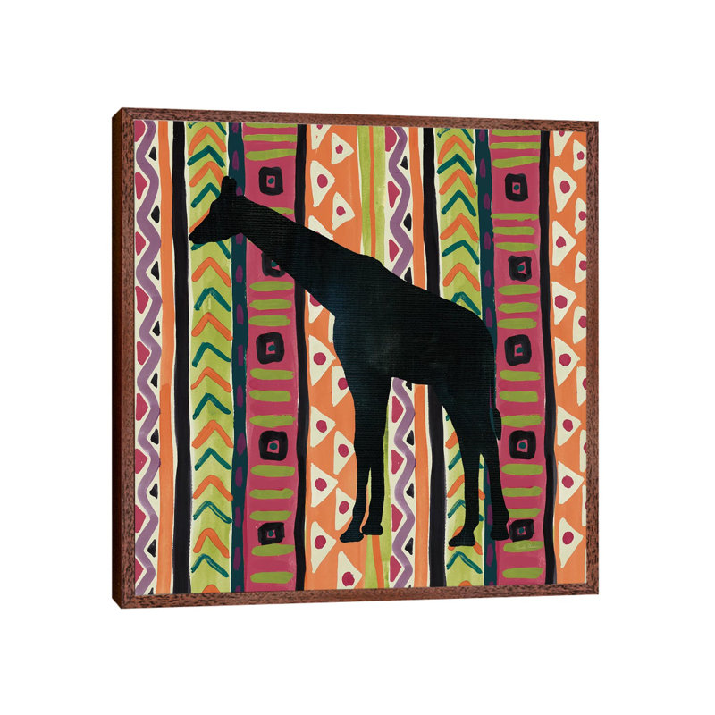 African Animal III Jewel by Farida Zaman - Print on Canvas, 66.04cm H x 66.04cm W x 3.81cm D, Classic Brown Wood Framed