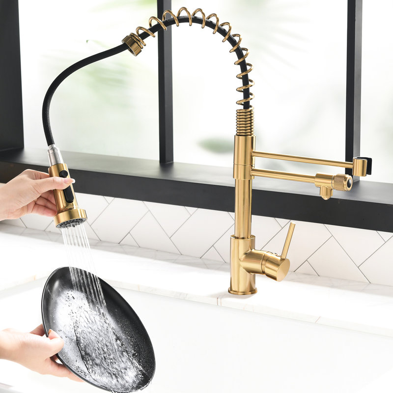 Drinking Water Faucet In Kitchen, Pull Down Filter, Purifier Sink Tap Black And Nickel Gold, Independent Outlet Configuration Filter Kitchen Faucets, Spout, Separate Cold Hot Output Function For