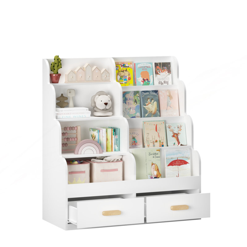 Bibliothèque avec 2 tiroirs de rangement, bibliothèque et organisateur de jouets