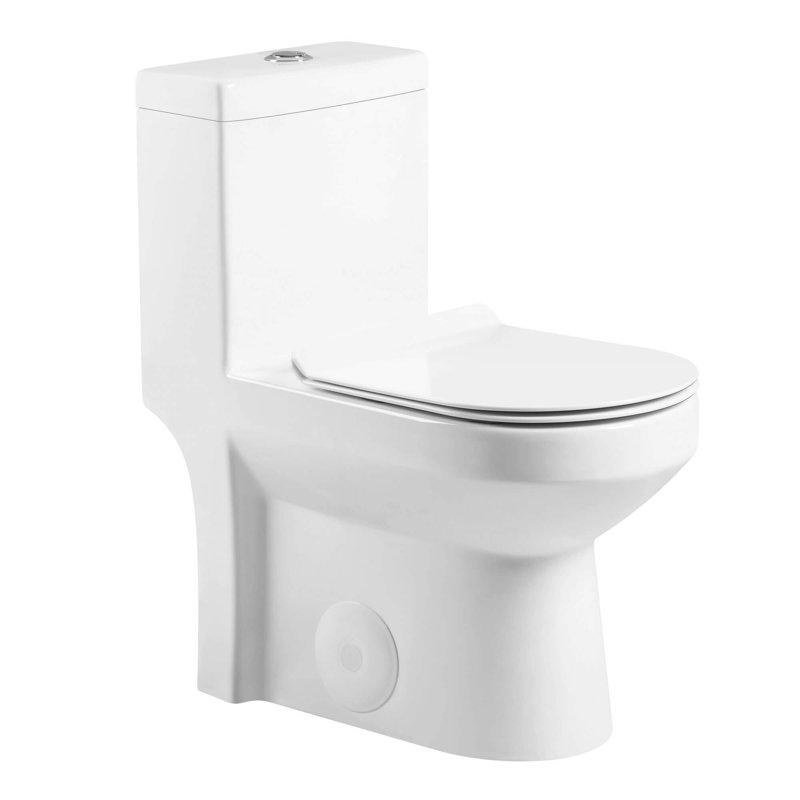 Dual-Flush Round One-Piece Toilet (Seat Included), 10"