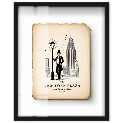 «New York Plaza Gentleman Shadowbox Print Quotes Art Prints» par Art Remedy