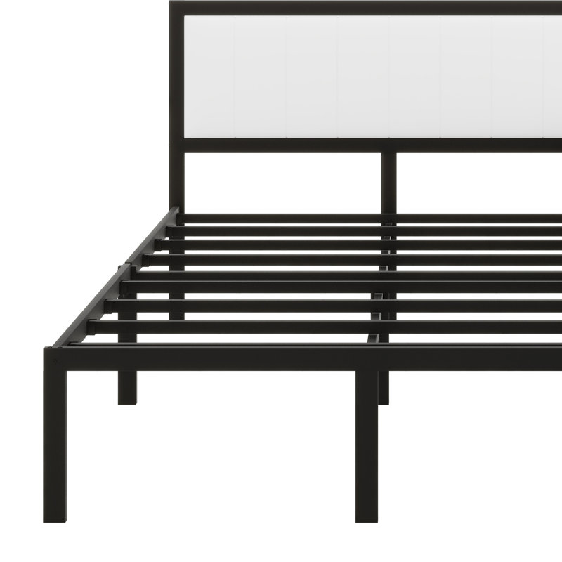Lit plateforme en métal avec tablettes de rangement à niveaux, armoire de rangement en bois, Noir, Lit double