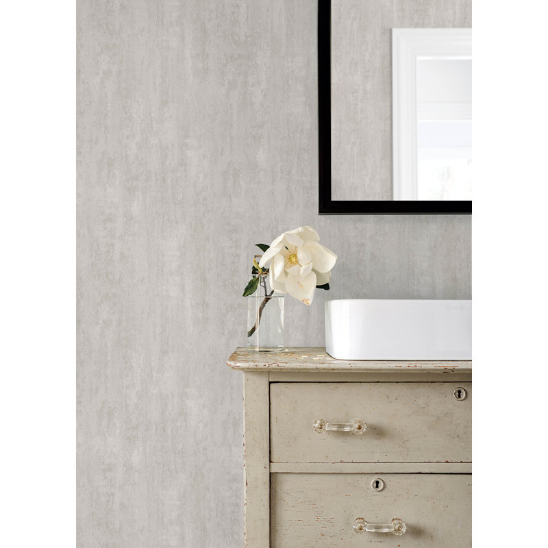 Soapstone  Distressed Wallpaper, White/Beige