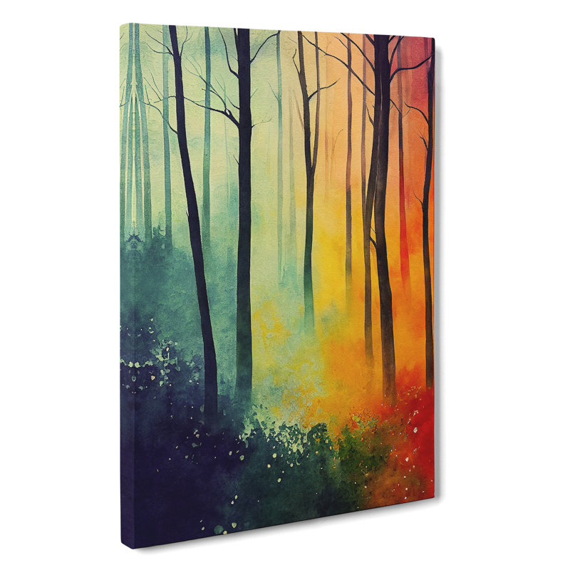 Vibrant Forest No.2 - Wall Art, Wrapped Canvas, 50cm H x 35cm W, No Matte