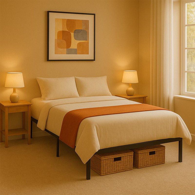 Platform Metal Bed Frame Modern, Double