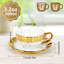 Ensemble de tasse et soucoupe en céramique 3,4 oz avec faîtage vertical et garniture en métal brossé (en forme de citrouille)-133594261