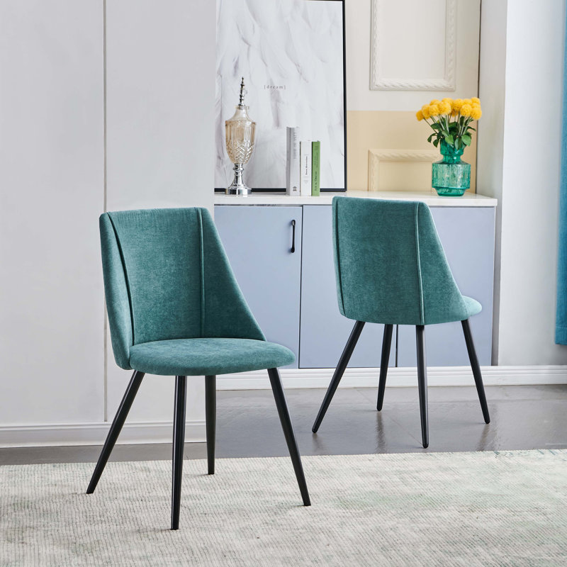 Fetter 47cm H Terry Fabric Upholstered Side Chair, Green, Black