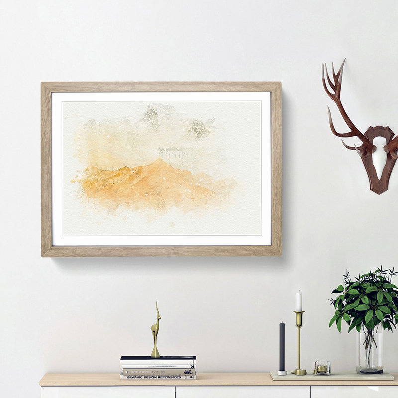 Distant Mountain in Abstract - Picture Frame Graphic Art Print, Oak Framed, 36cm H x 48cm W x 2cm D