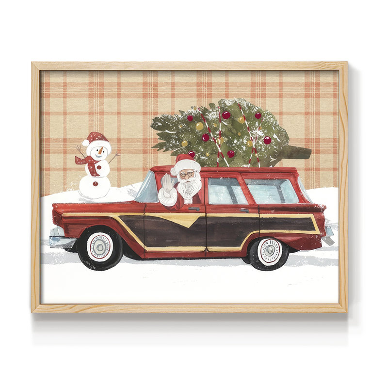 Père Noël sur roues I - reproduction encadrée - réarmable, Naturel