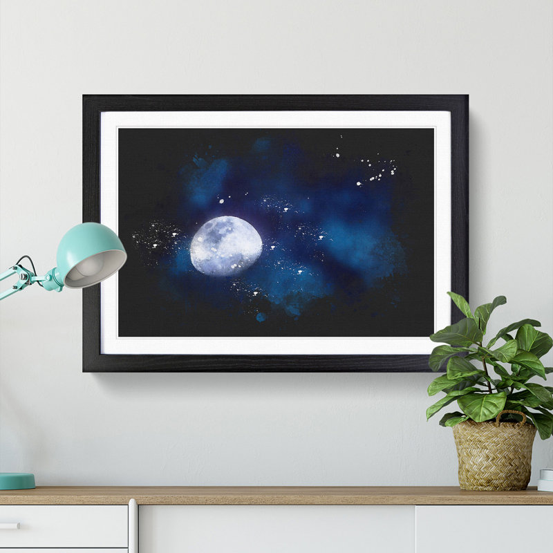 Shadow Moon - Picture Frame Graphic Art, Black Framed, 45cm H x 63cm W x 2cm D