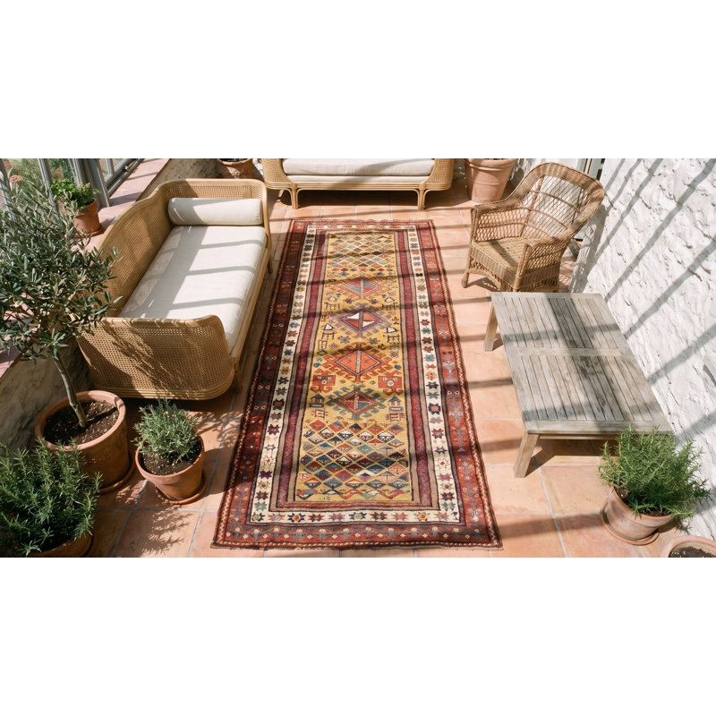 Antique Caucasian - Ganjeh Hallway Runner Wool Yellow Rug