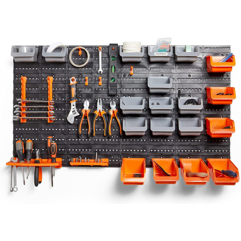 44 Piece Wall Mounted Pegboard Hook, Storage Bins and Panel Set