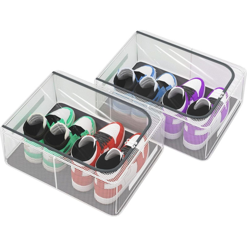 2-pack Stackable Storage Boxes With Clear Lid, 19qt Shoe Organizer