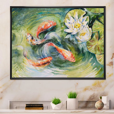 «Colorful Fishes Natation in Pond», reproduction d'art sur toile
