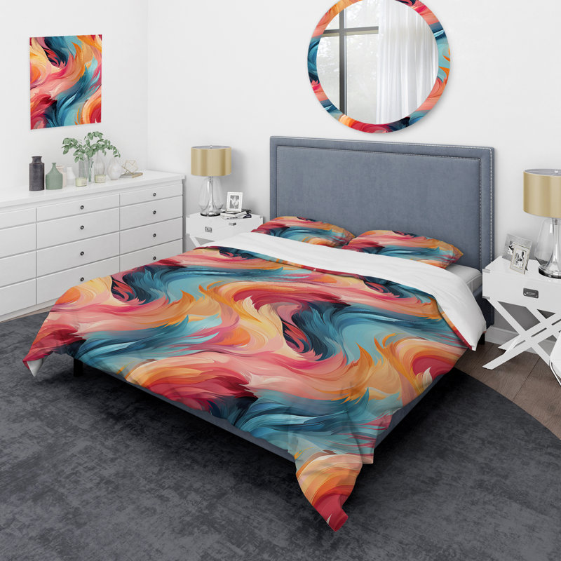 Literie artistique aux couleurs pastel Expression abstraite III, Housse de couette pour très grand lit et 2 très