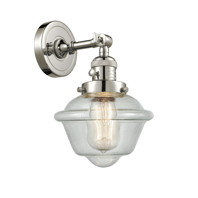 Applique murale à bras 1 lumière Agosto, Ampoule DEL rétro de 3,5 watts, Grainé, Nickel poli