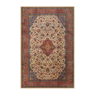 Tapis rouge/crème/bleu traditionnel Cimarron