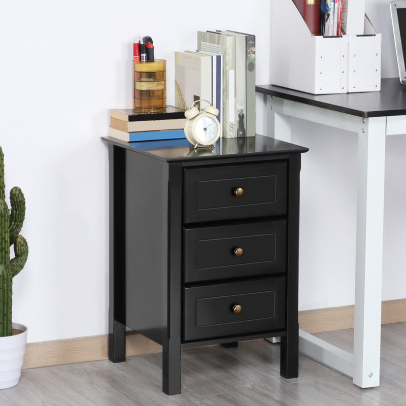 3 - Drawer Nightstand, Black